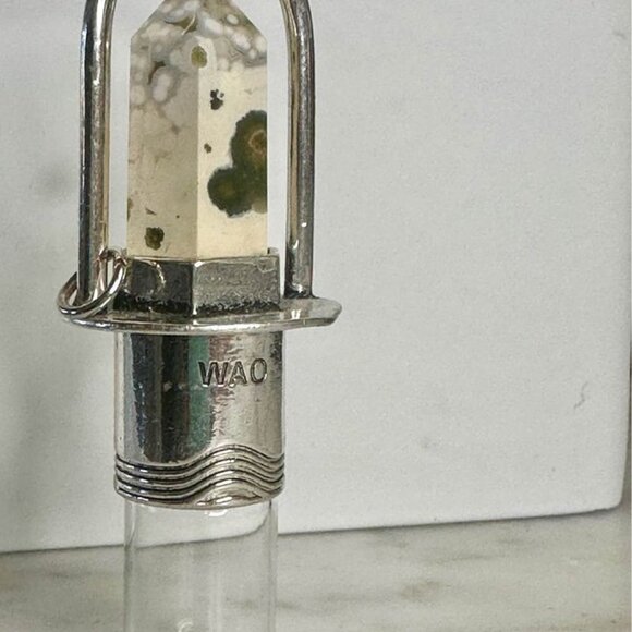 Essential Oil Rollerball Necklace - Ocean Jasper Stone - Refillable Oil Roller - Picture 7 of 8